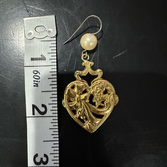 Faux pearl and rhinestone gold tone earrings -Set of 3 - Picture 3 of 3